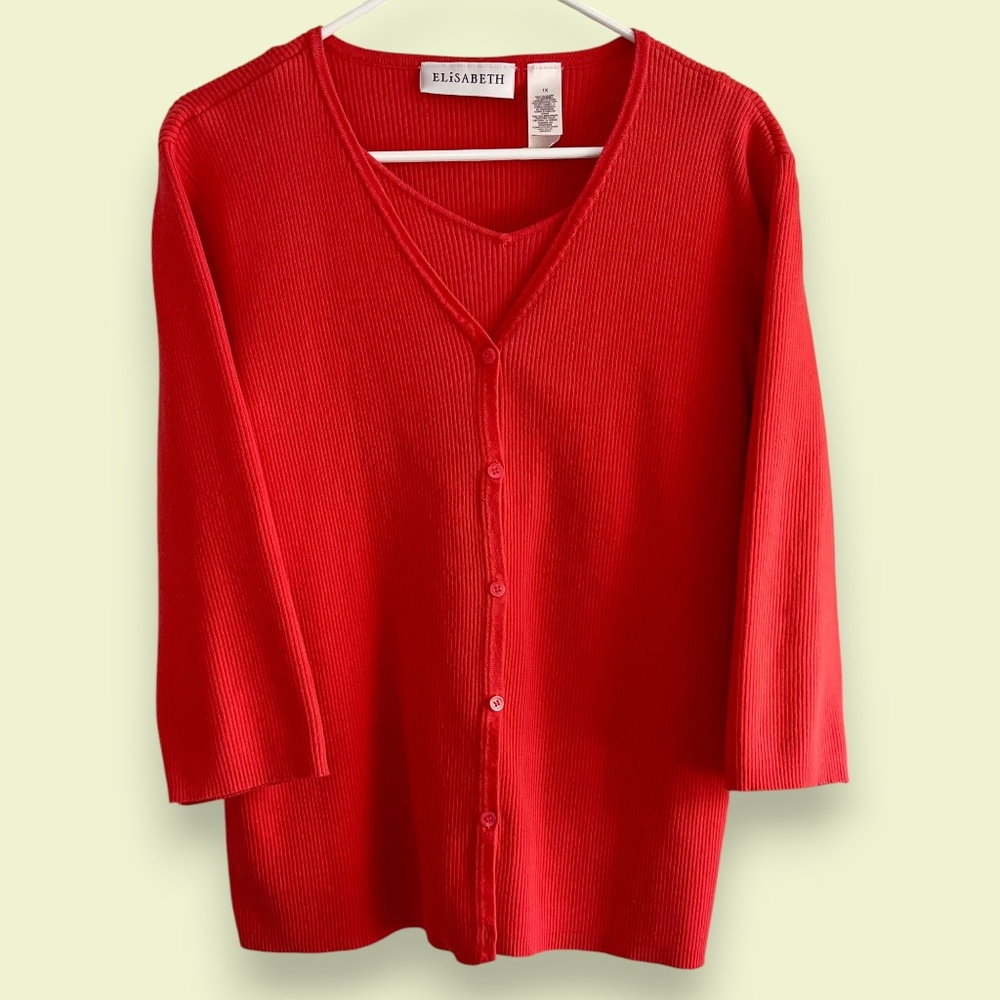 Elisabeth Vintage Coral Cotton-Blend Sweater Set 1X
